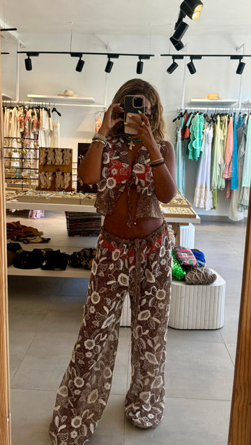 The brown flower net set