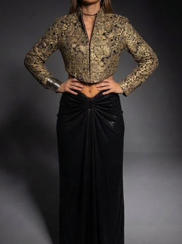 Vwaist metallic pants