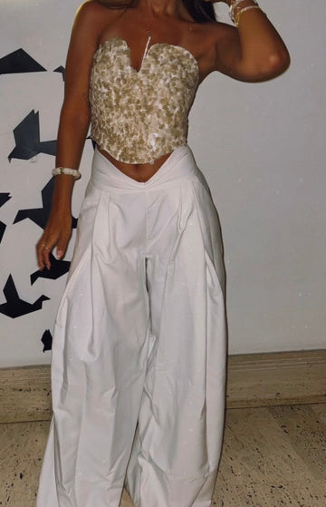 The v cut wide pants