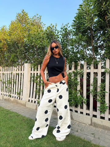 Ploka dots linen pants