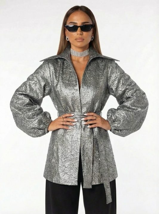Stellar brocade silver jacket