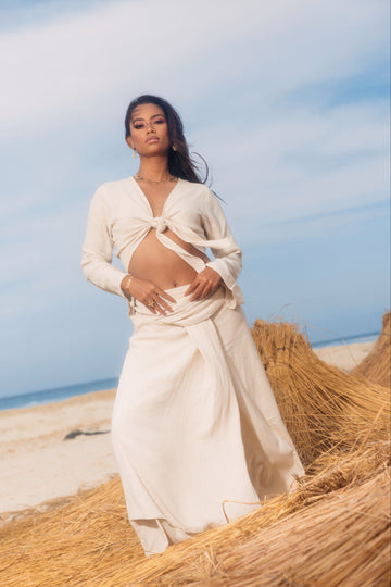 Boho beige net pants