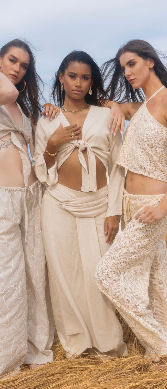 Boho beige net pants