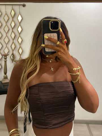 Drape brown corset