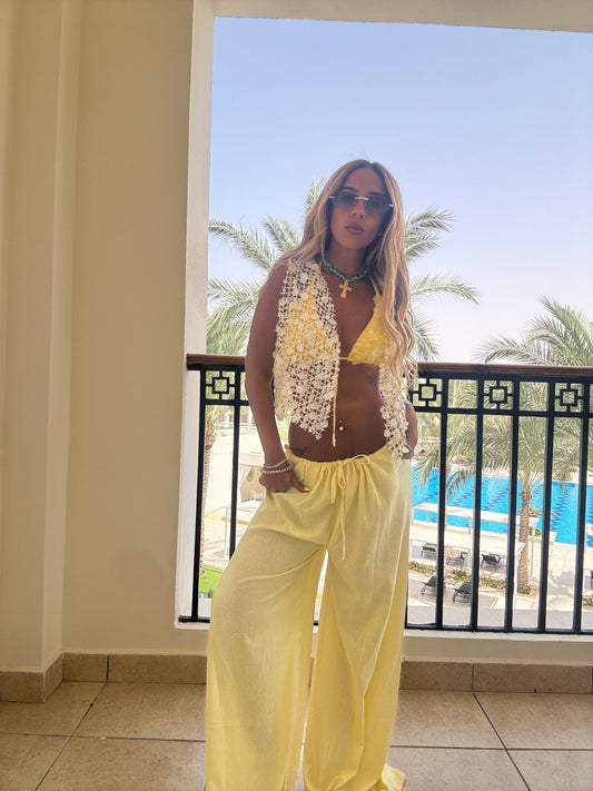 Linen yellow pants