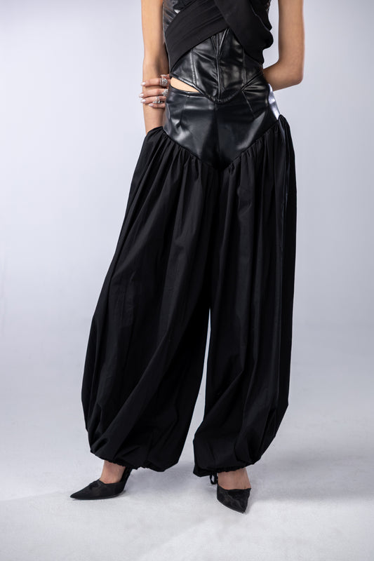 Balloon v leather pants