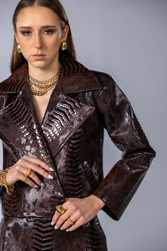 Snake skin leather jacket