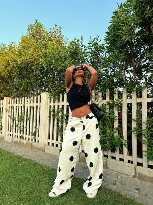 Ploka dots linen pants