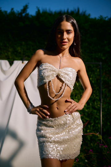 Pearl chain sequin top