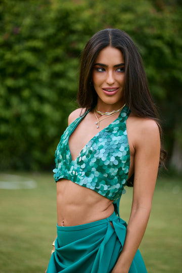 Green mermaid halter top