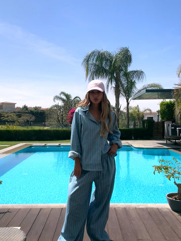 blue stripes pants