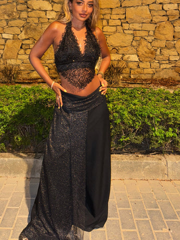 Boho net sparkly linen pants
