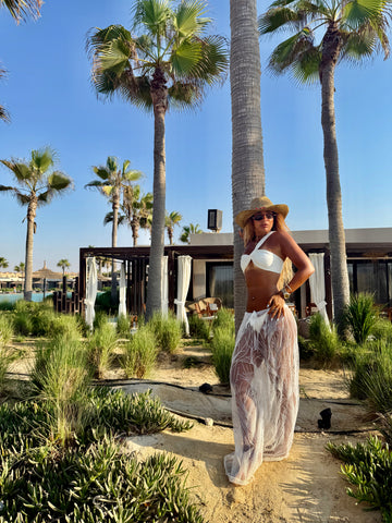 White beaded pants