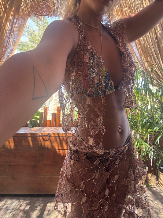 Net brown shimmer set