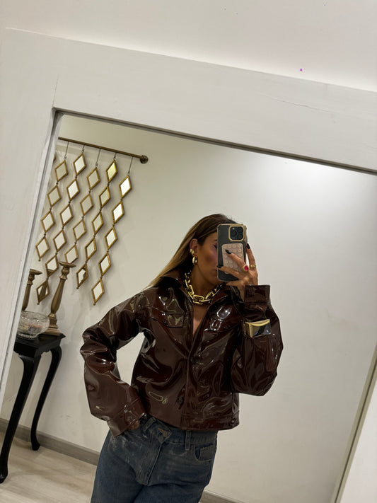 The latex brown jacket