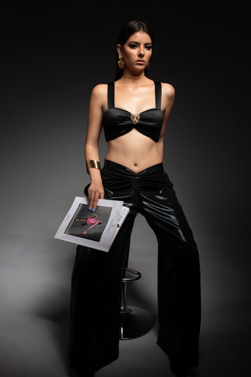 Black Tiger Face Cropped Top.